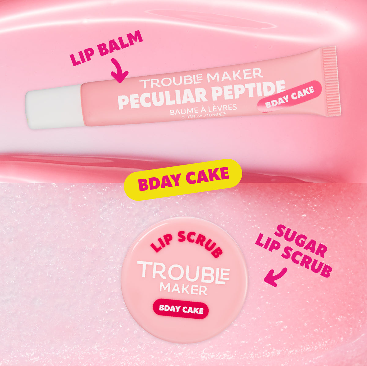 Mystery Slice Cake Lip Scrub and Peptide Balm